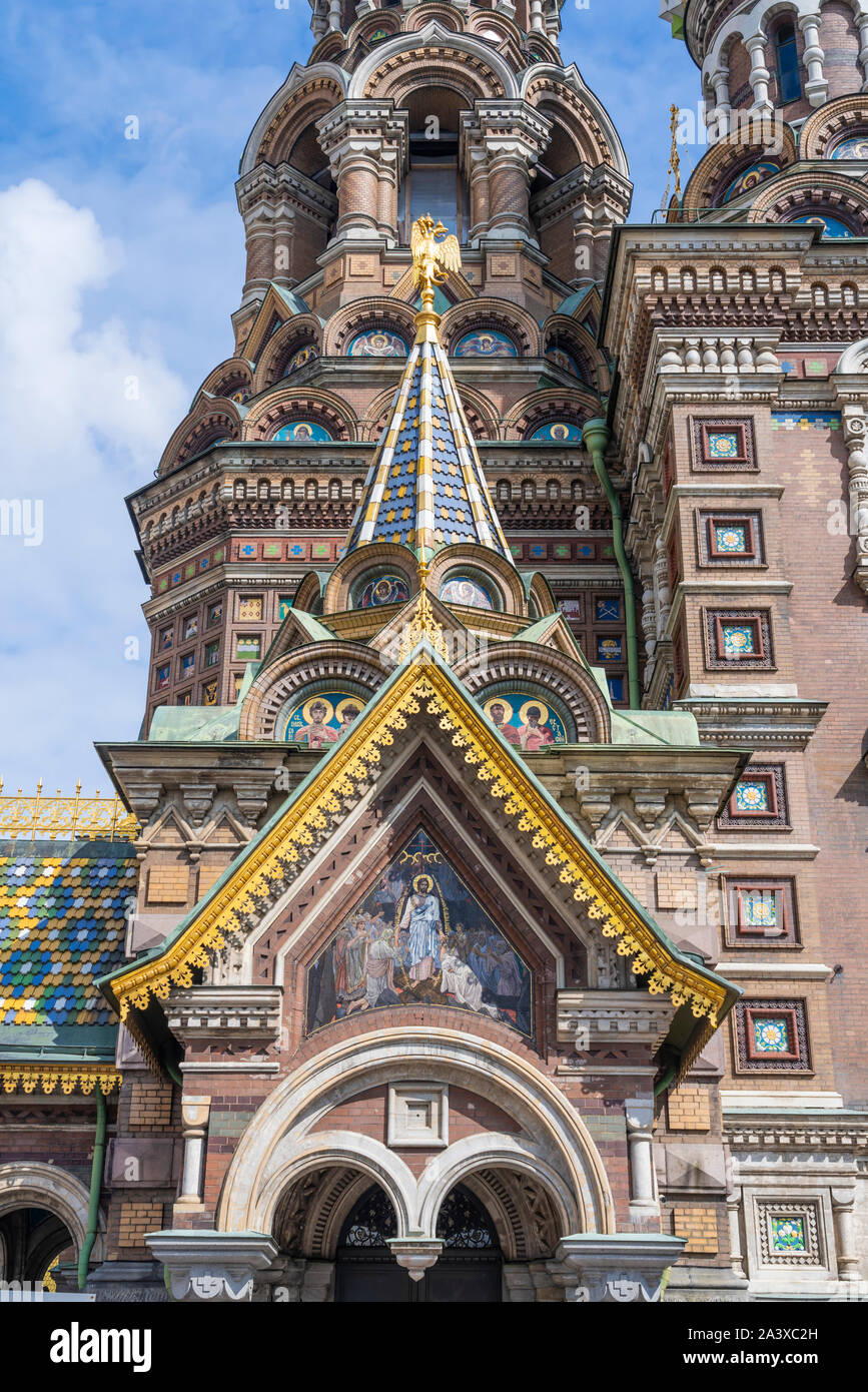 The exterior of the Church on Spilled Blood in St. Petersburg, Russia. Stock Photo