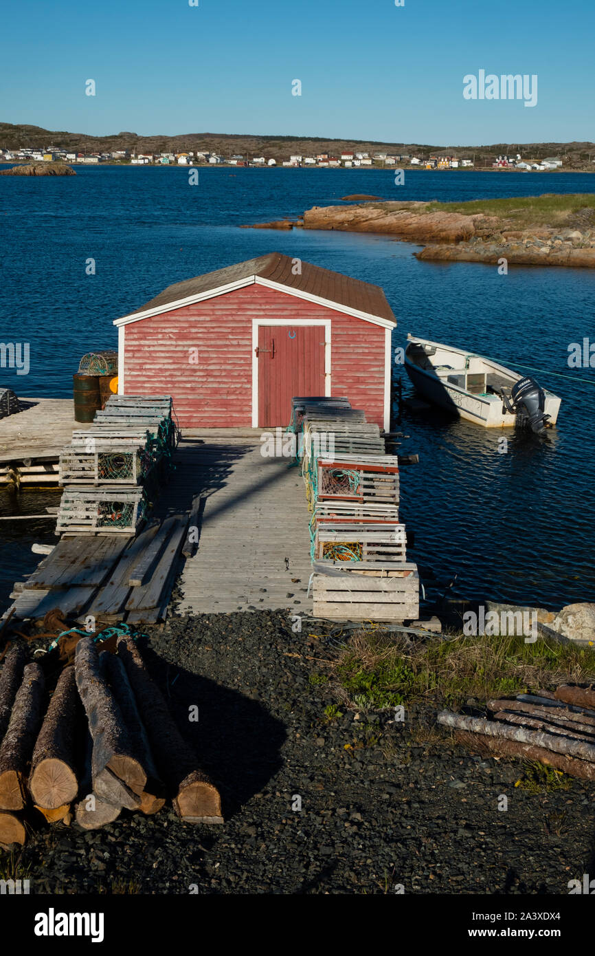 Red stage and lobster traps, Joe Batt's Arm, Fogo Island, Newfoundland
