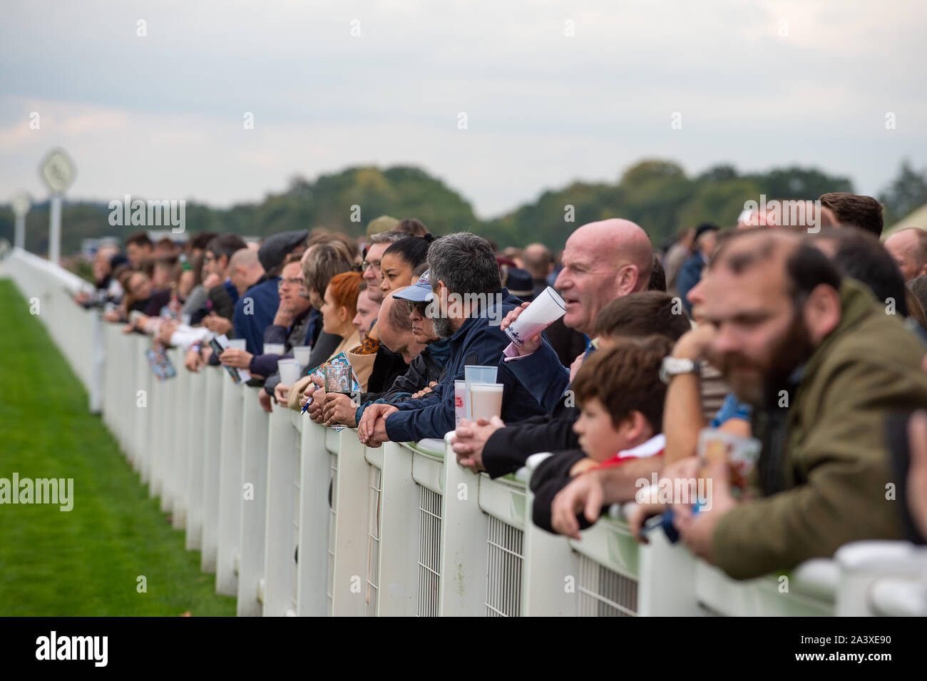 Autumn Racing Weekend & Ascot Beer Festival, Ascot Racecourse, Ascot, Berkshire, UK. 5th October, 2019. Racegoers enjoying the racing. Credit: Maureen McLean/Alamy Stock Photo