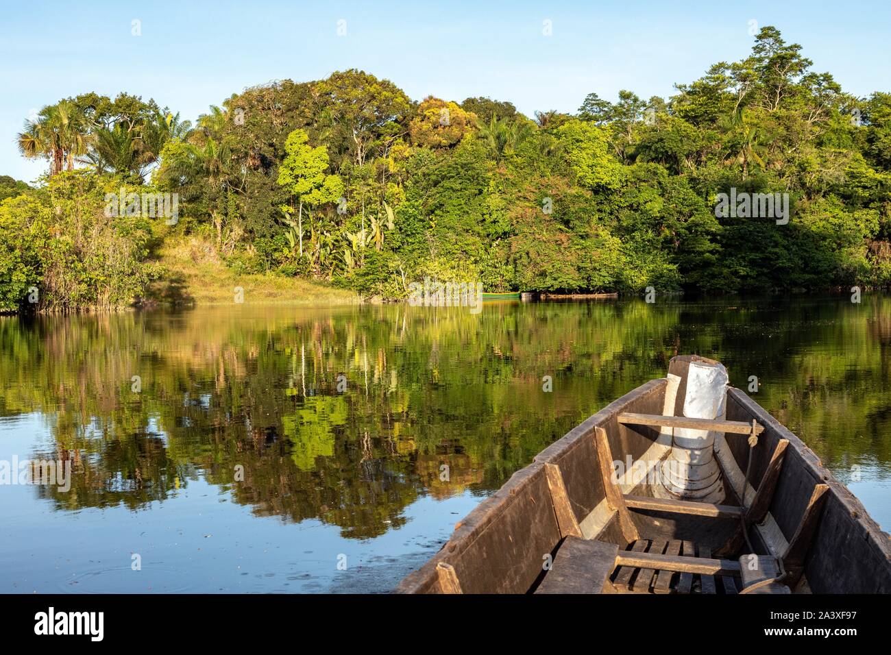 A RIDE IN A DUGOUT CANOE ON THE THE KOUROU RIVER IN THE HEART OF THE