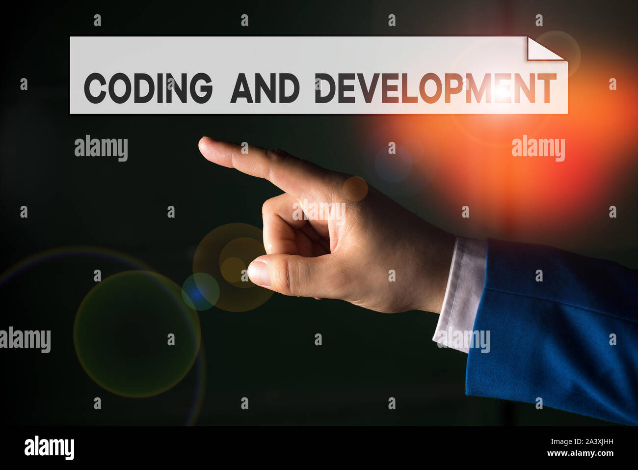 Writing note showing Coding And Development. Business concept for ...