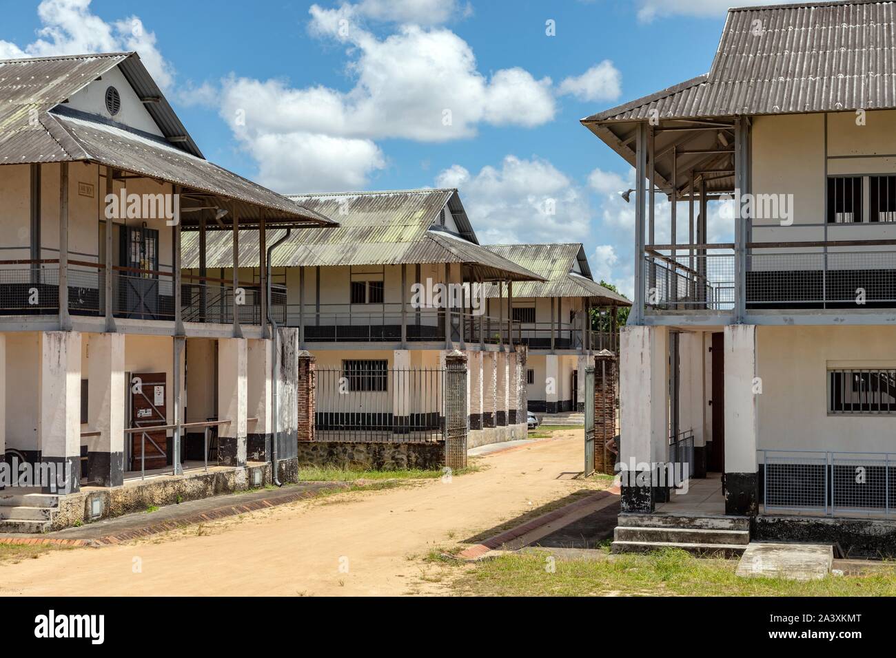 BUNKHOUSE AT THE TRANSPORTATION CAMP, SAINT-LAURENT DU MARONI, FRENCH GUIANA, OVERSEAS DEPARTMENT, SOUTH AMERICA, FRANCE Stock Photo