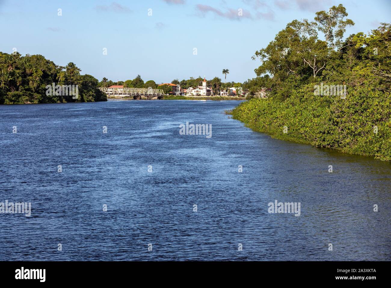 SINNAMARY VILLAGE AND RIVER, FRENCH GUIANA, OVERSEAS DEPARTMENT, SOUTH
