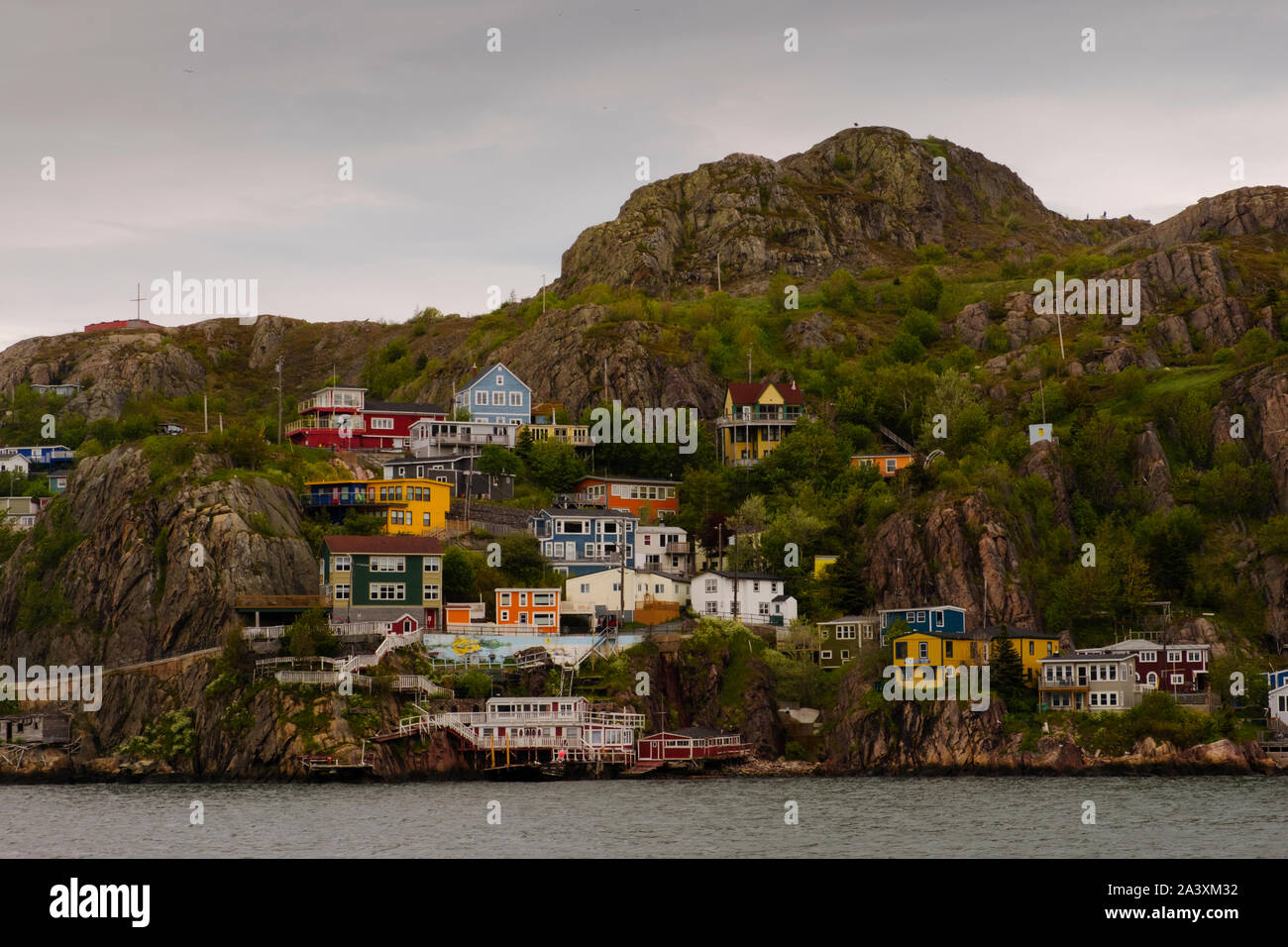 Colorful houses on The Battery, Signal Hill, St. John's, Newfoundland Stock Photo