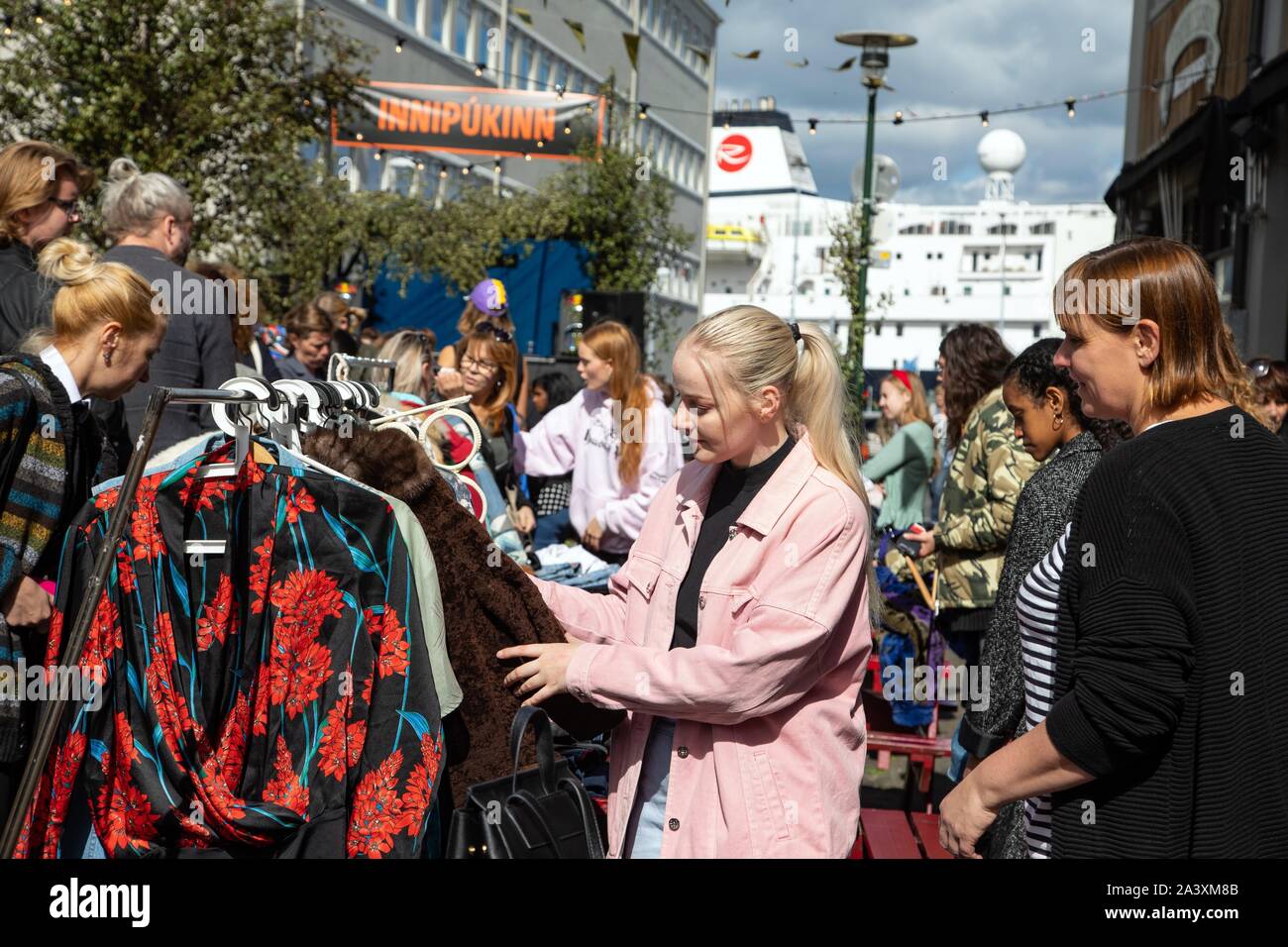 CLOTHING FLEA MARKET NEAR THE PORT, REYKJAVIK, ICELAND Stock Photo Alamy