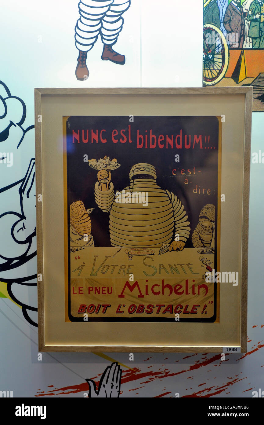 The very first Michelin advertisement with the Bibendum just created Stock Photo