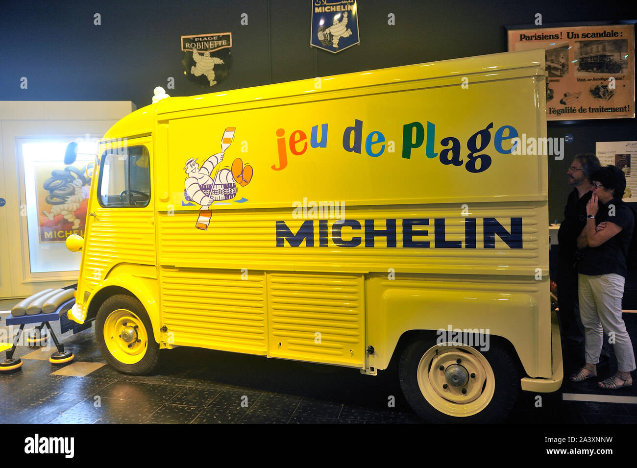 Michelin advertising truck that was reserved for animation for children in summer on the beaches Stock Photo