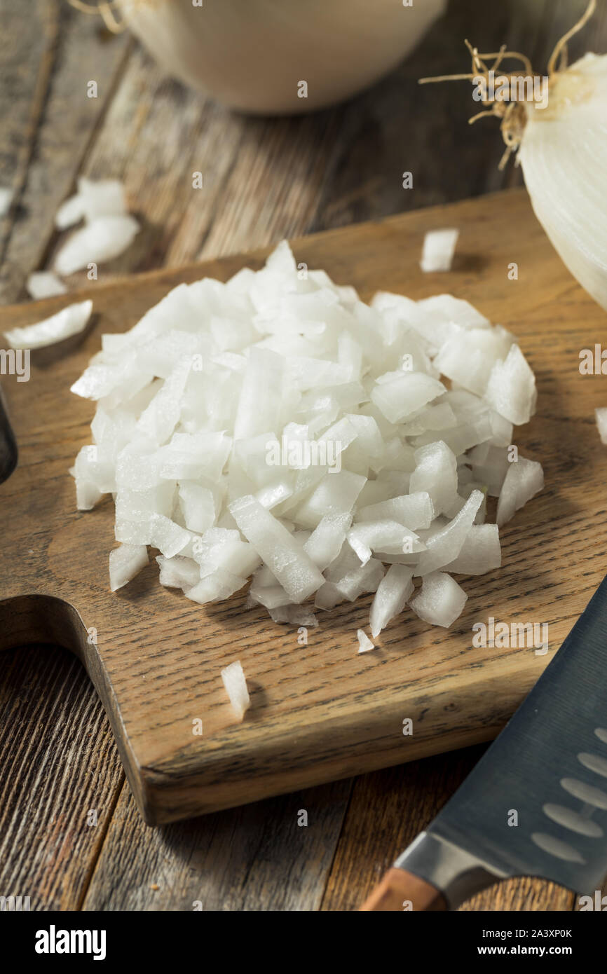 Raw Organic Diced White Onion Ready to Cook With Stock Photo - Alamy