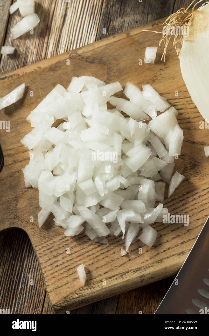 Raw Organic Diced White Onion Ready to Cook With Stock Photo Alamy