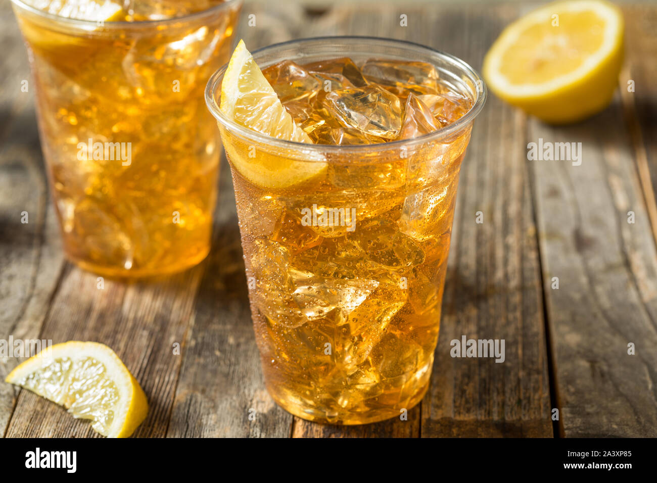 Refreshing Cold Iced Tea in a To Go Cup Stock Photo