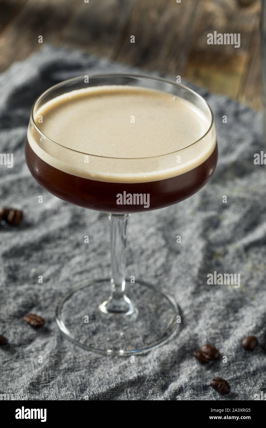 Homemade Alcoholic Espresso Martini with Vodka and LIqueur Stock Photo