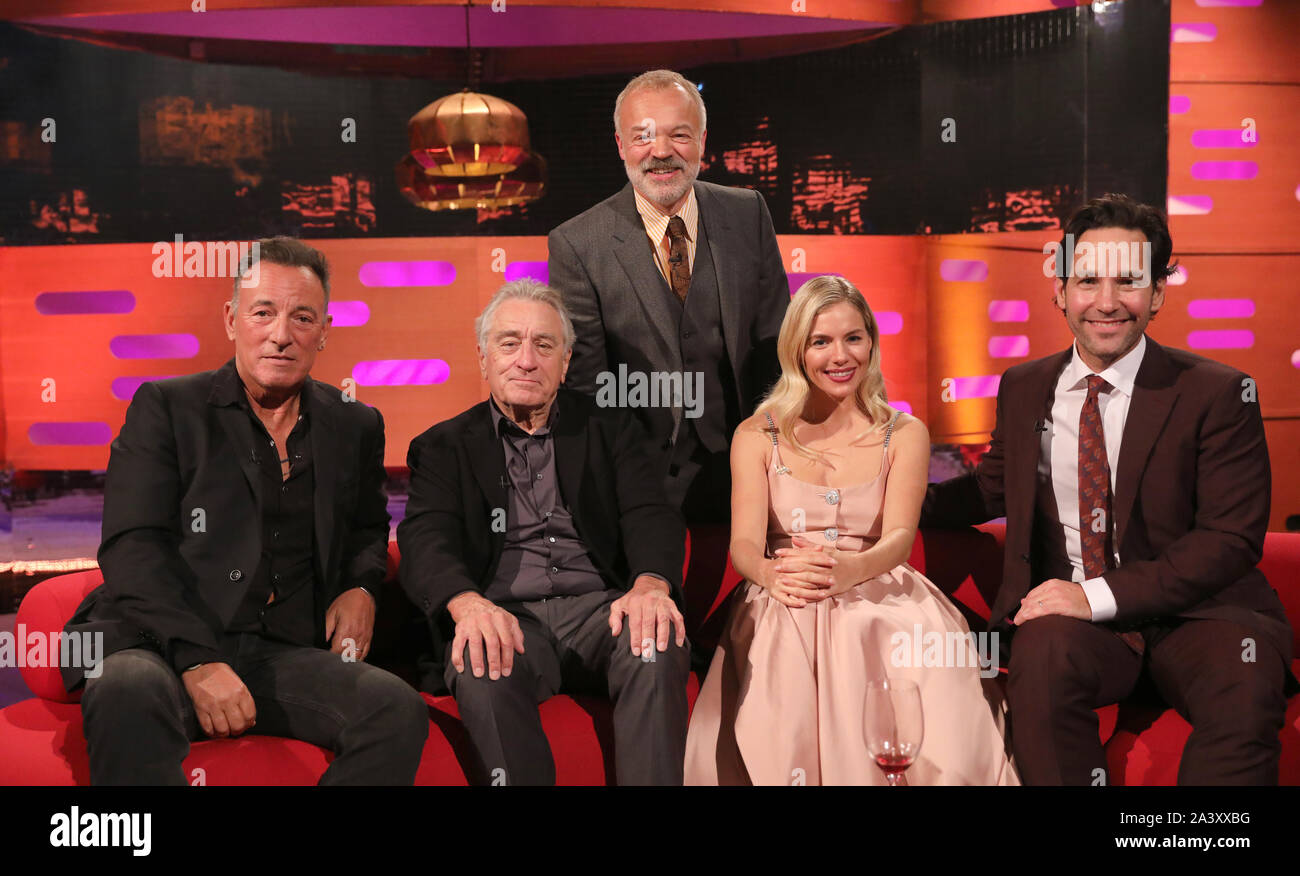 Host Graham Norton with (seated left to right) Bruce Springsteen ...