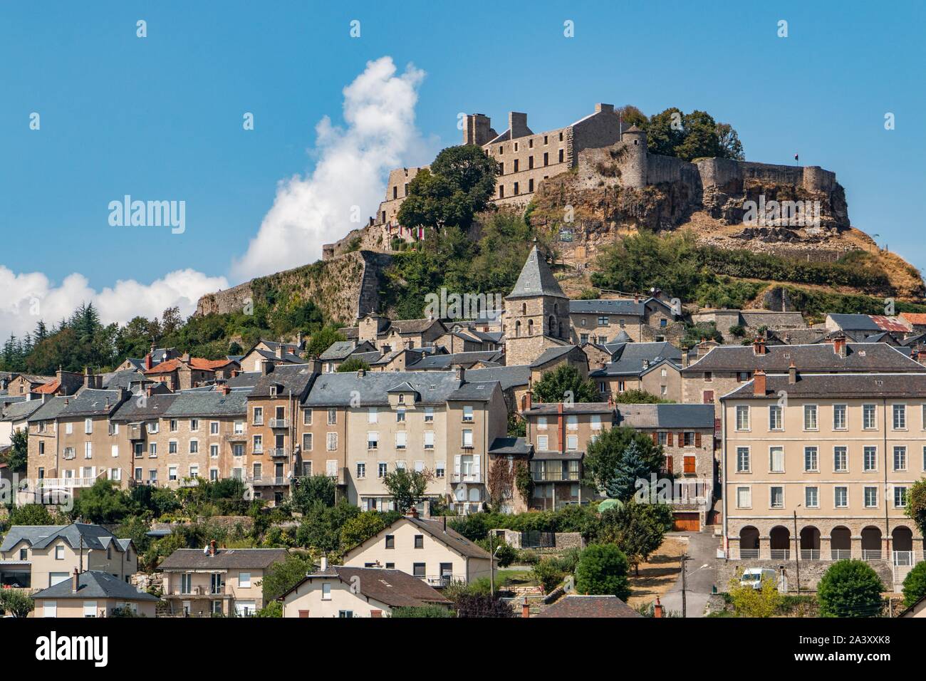 GENERAL VIEW OF THE TOWN OF SEVERAC WITH THE CHATEAU DE SEVERAC-LE ...