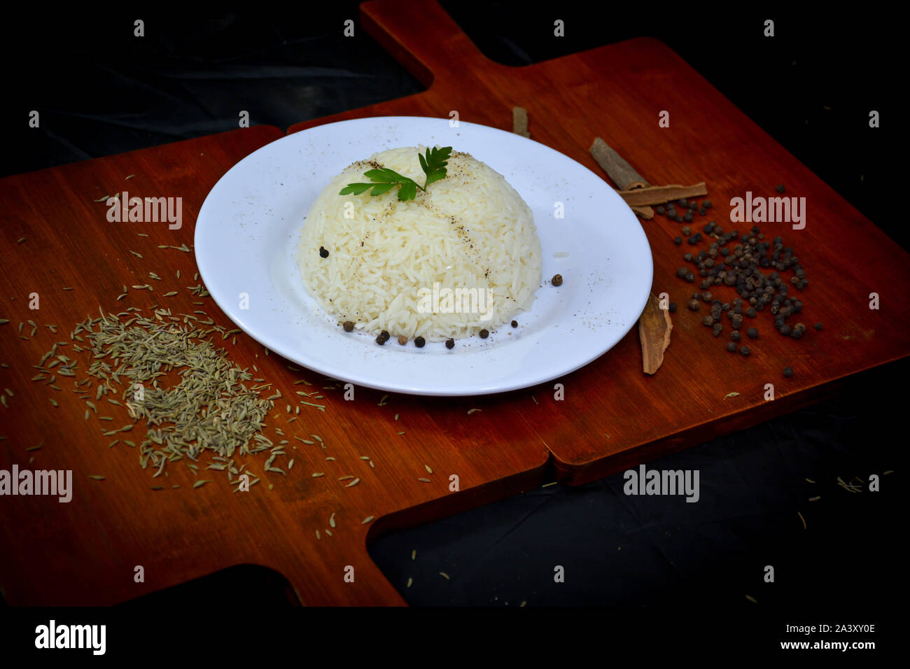 Arabic traditional food RICE. Middle Eastern plat. Stock Photo