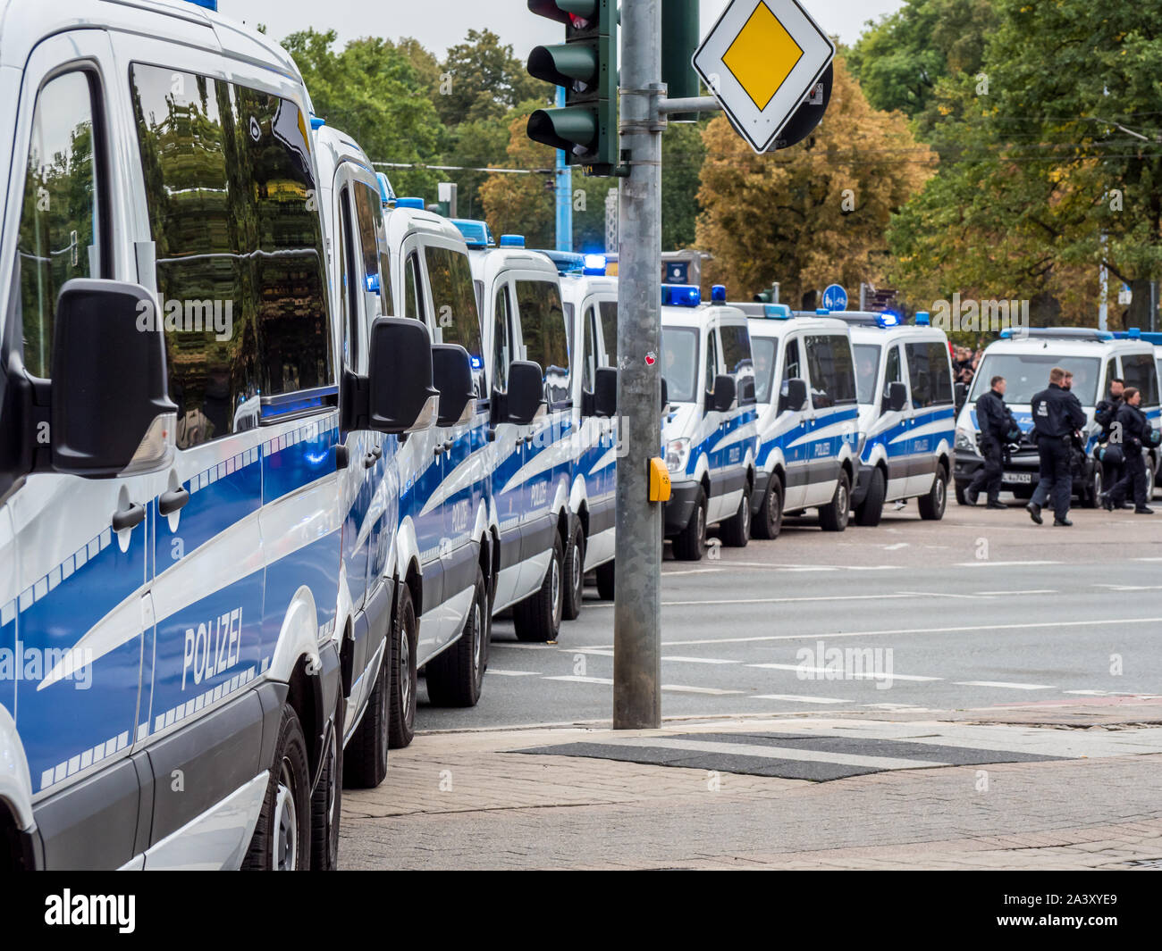 Police blockade in Germany Stock Photo