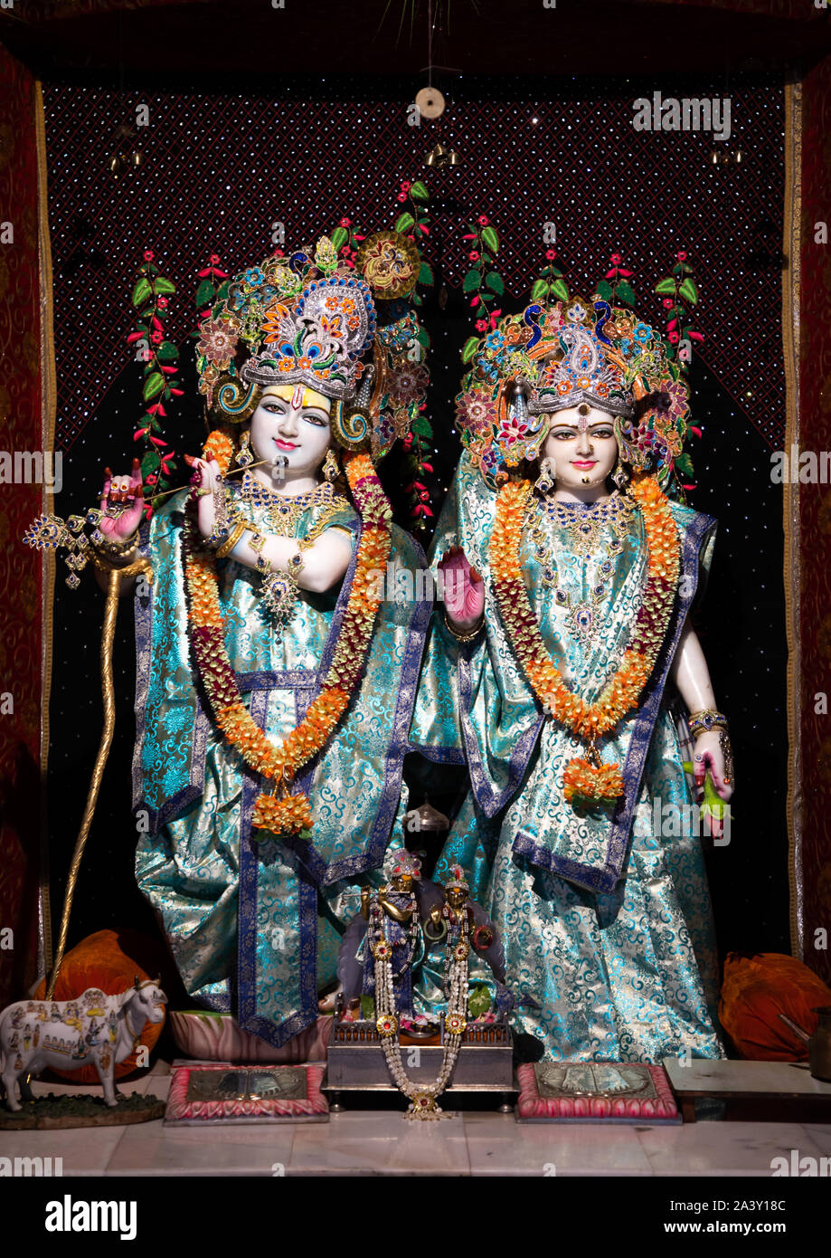 Religious idols statues in Giriraj dharan mandir, Rajasthan, Dausa