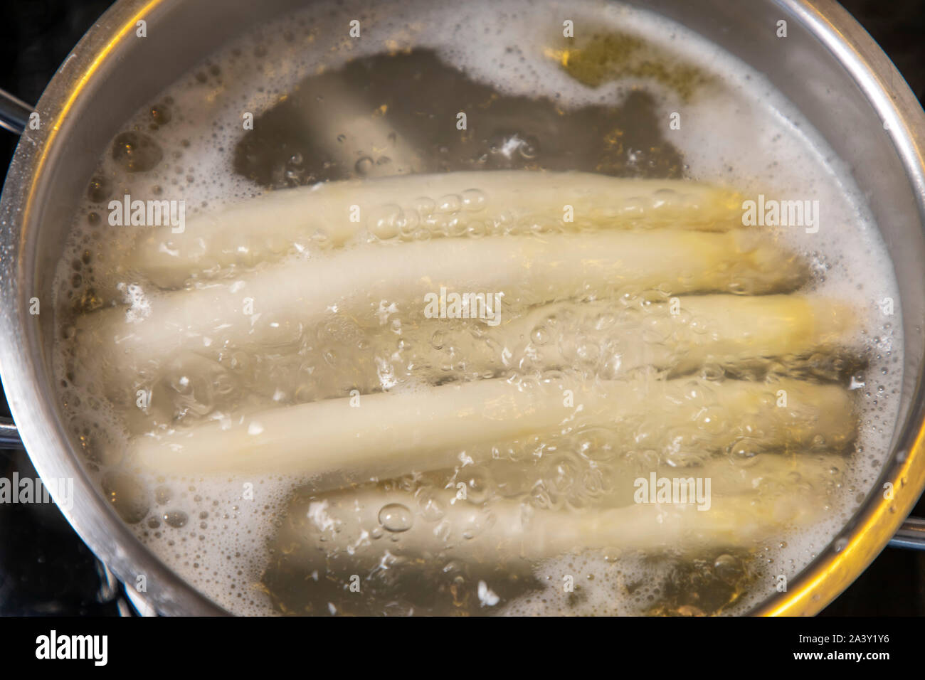 White asparagus, asparagus spears, cooked, Stock Photo
