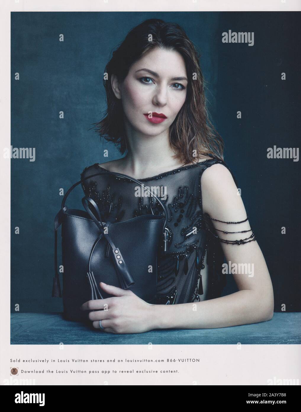 poster advertising Louis Vuitton with Sofia Coppola in paper magazine from  2014 year, advertisement, creative LV Louis Vuitton 2010s advert Stock  Photo - Alamy