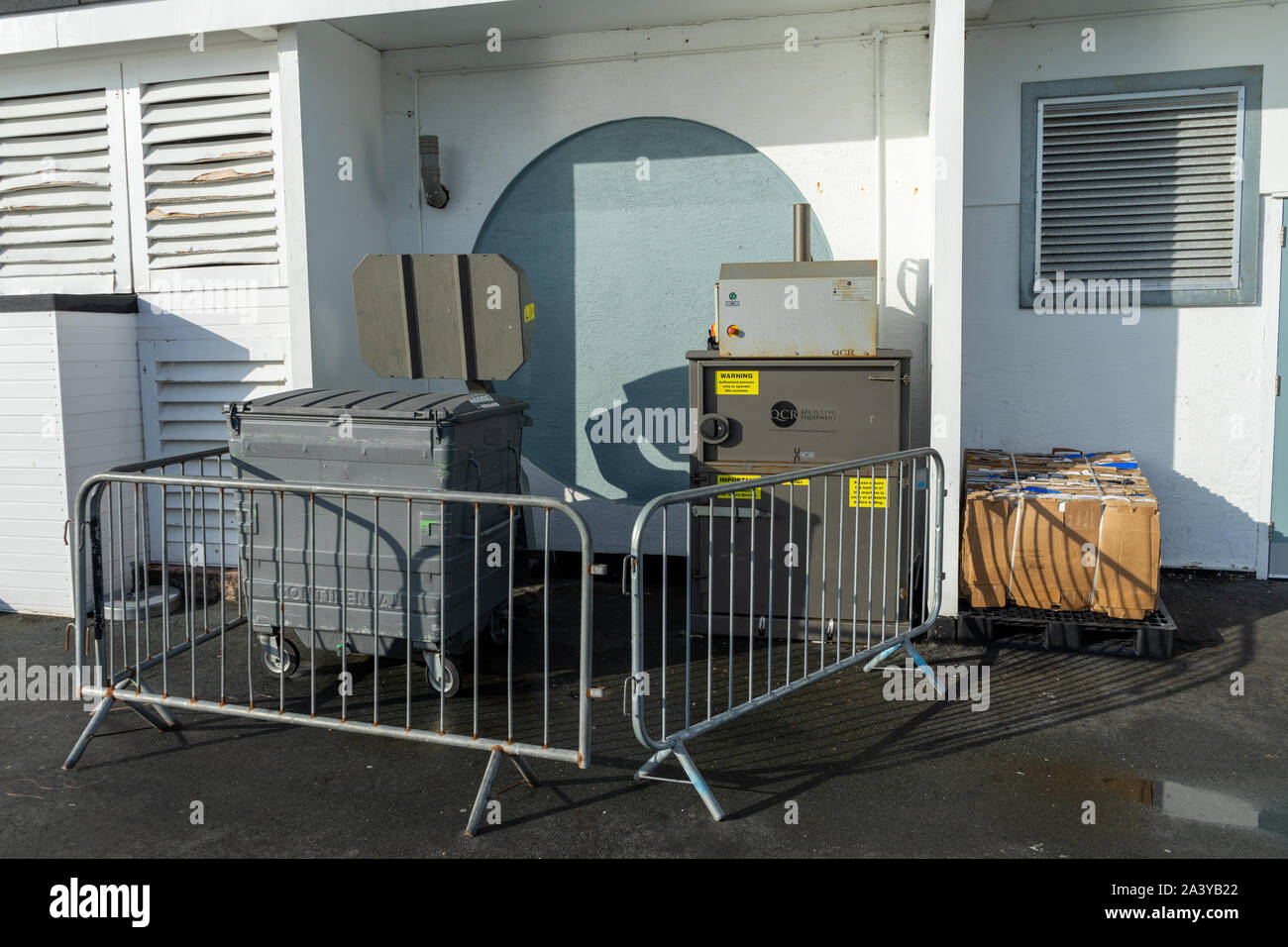 A cardboard recycling compactor used for recycling Stock Photo Alamy