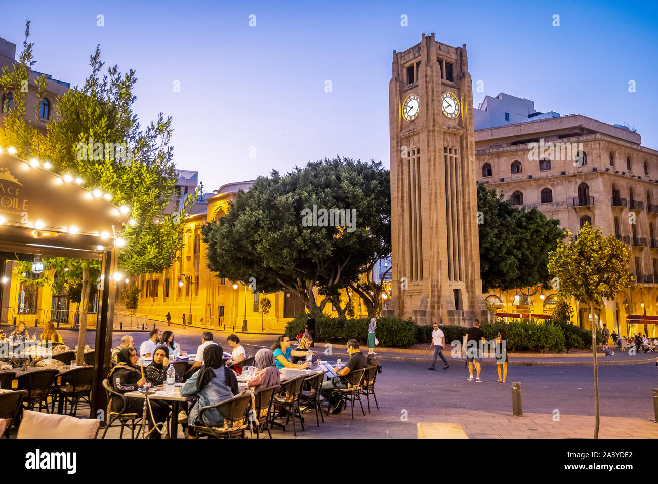Outdoor terrace of Place de l'Etoile Cafe, bar, restaurant, in El