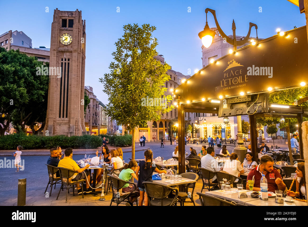 Outdoor terrace of Place de l'Etoile Cafe, bar, restaurant, in El