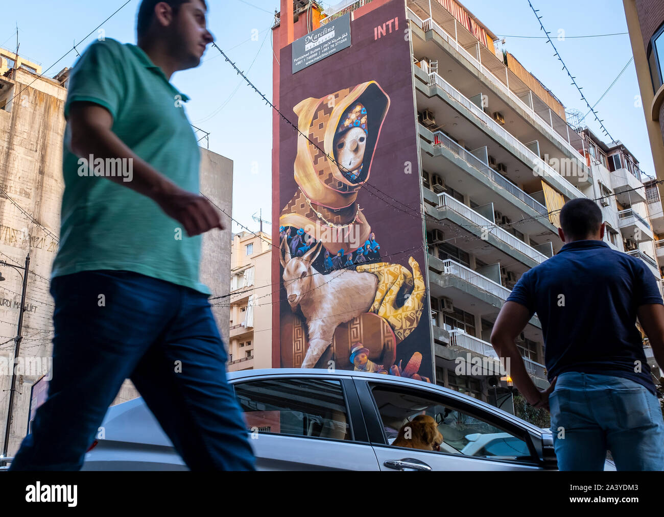 Pagano, mural by Inti Castro, in Hamra, Beirut, Lebanon Stock Photo - Alamy