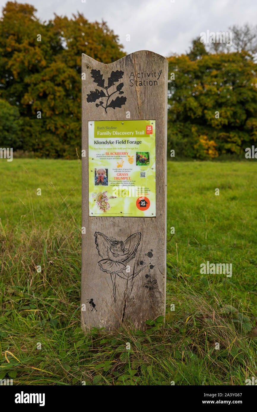 Activity Station on the Trail at National Trust Bath Skyline, Claverton