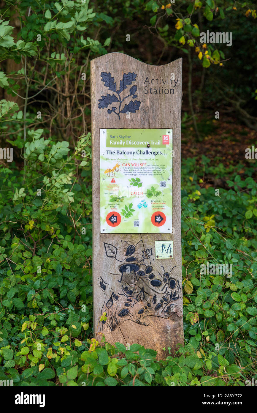Activity Station on the Trail at National Trust Bath Skyline, Claverton