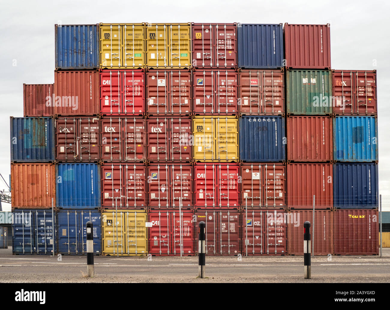 Shipping containers at the terminal, Greenock, Inverclyde, Scotland, UK