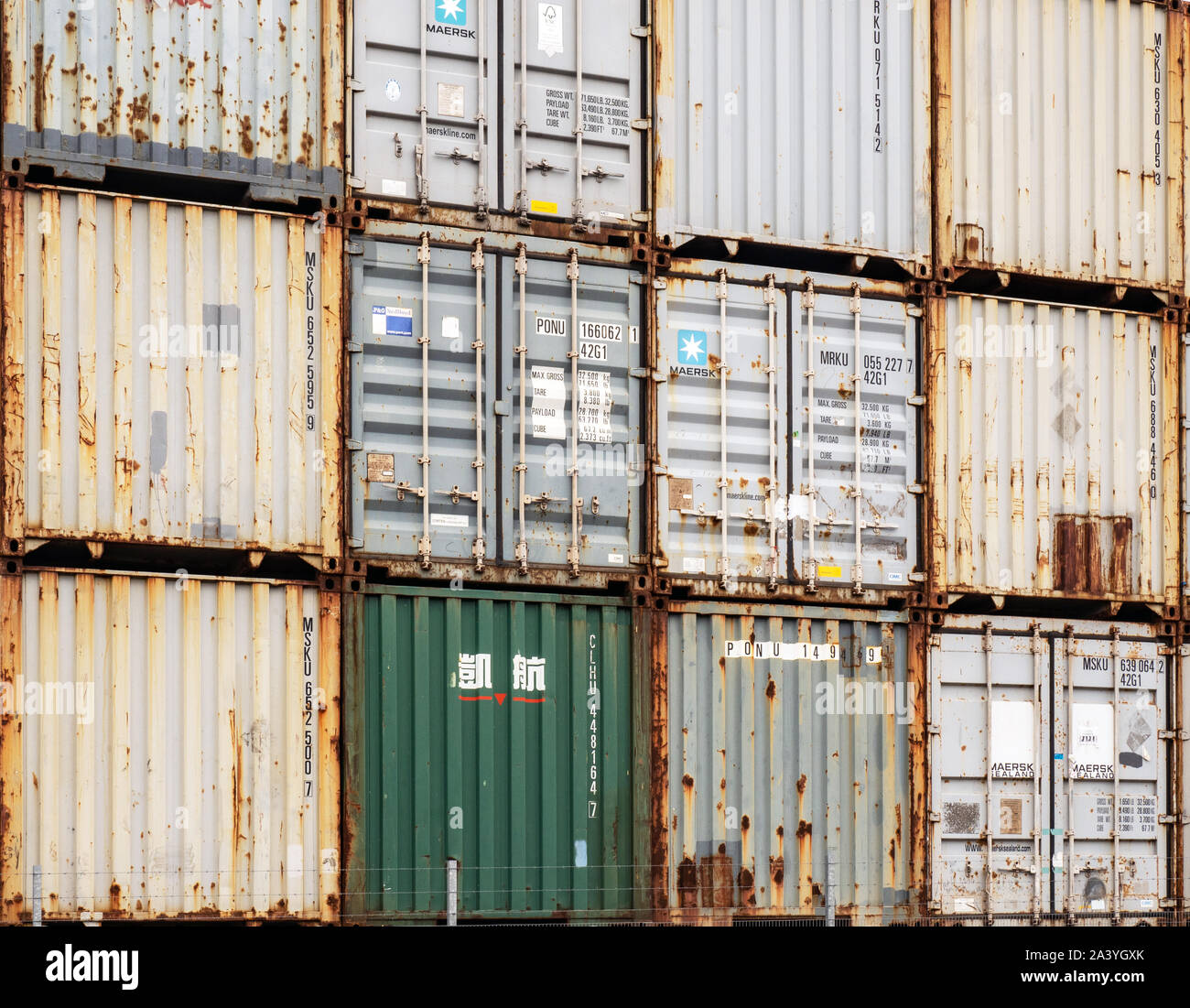 Shipping containers at the terminal, Greenock, Inverclyde, Scotland, UK