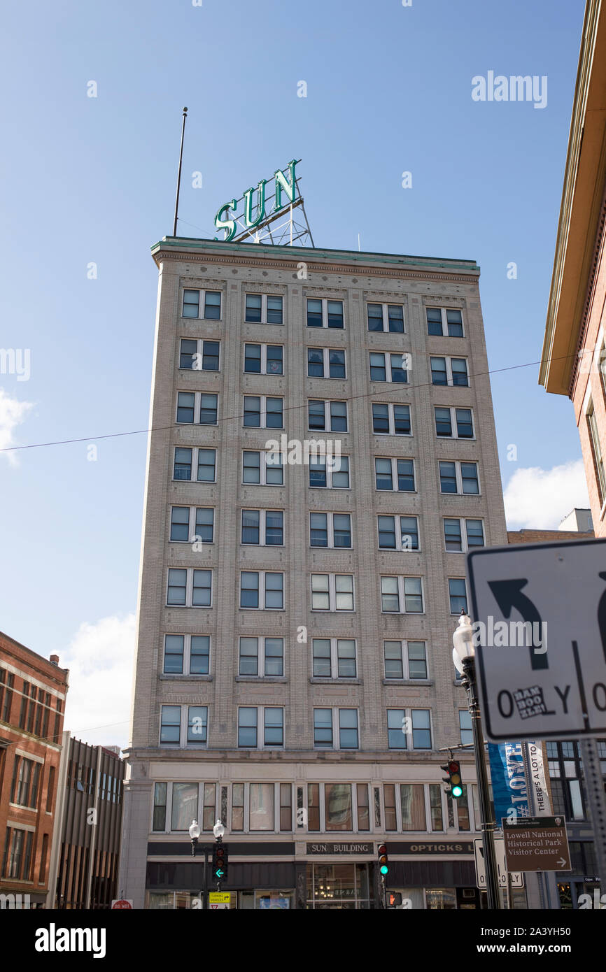 The Lowell Sun newspaper building in downtown Lowell, Massachusetts, USA Stock Photo Alamy