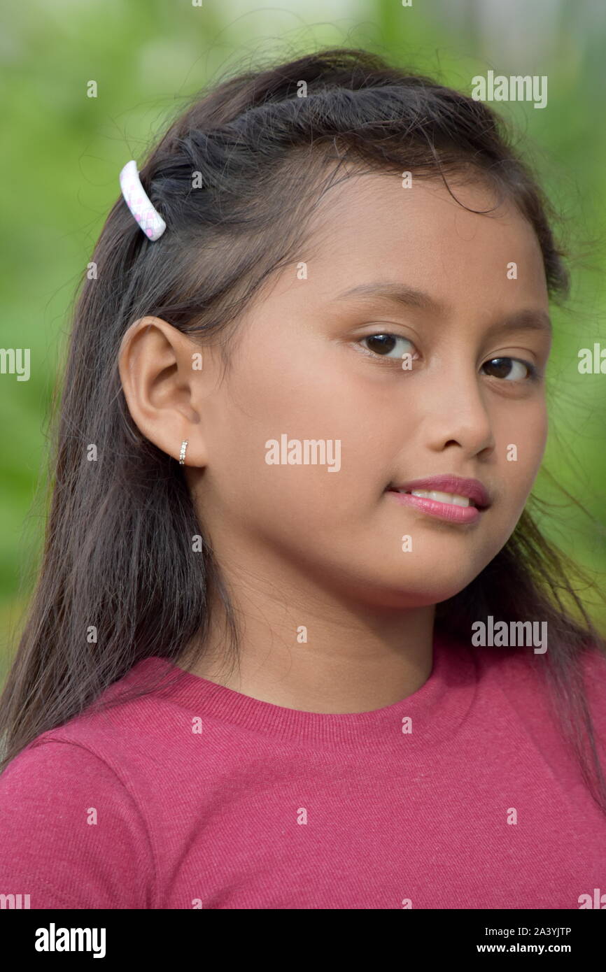 Petite Asian Girl Smiling Stock Photo