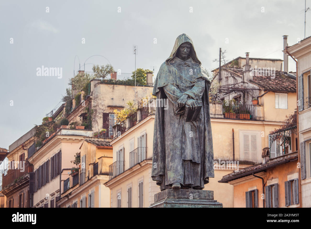 Statue of Giordano Bruno erected at Campo de' Fiori in Rome Stock Photo