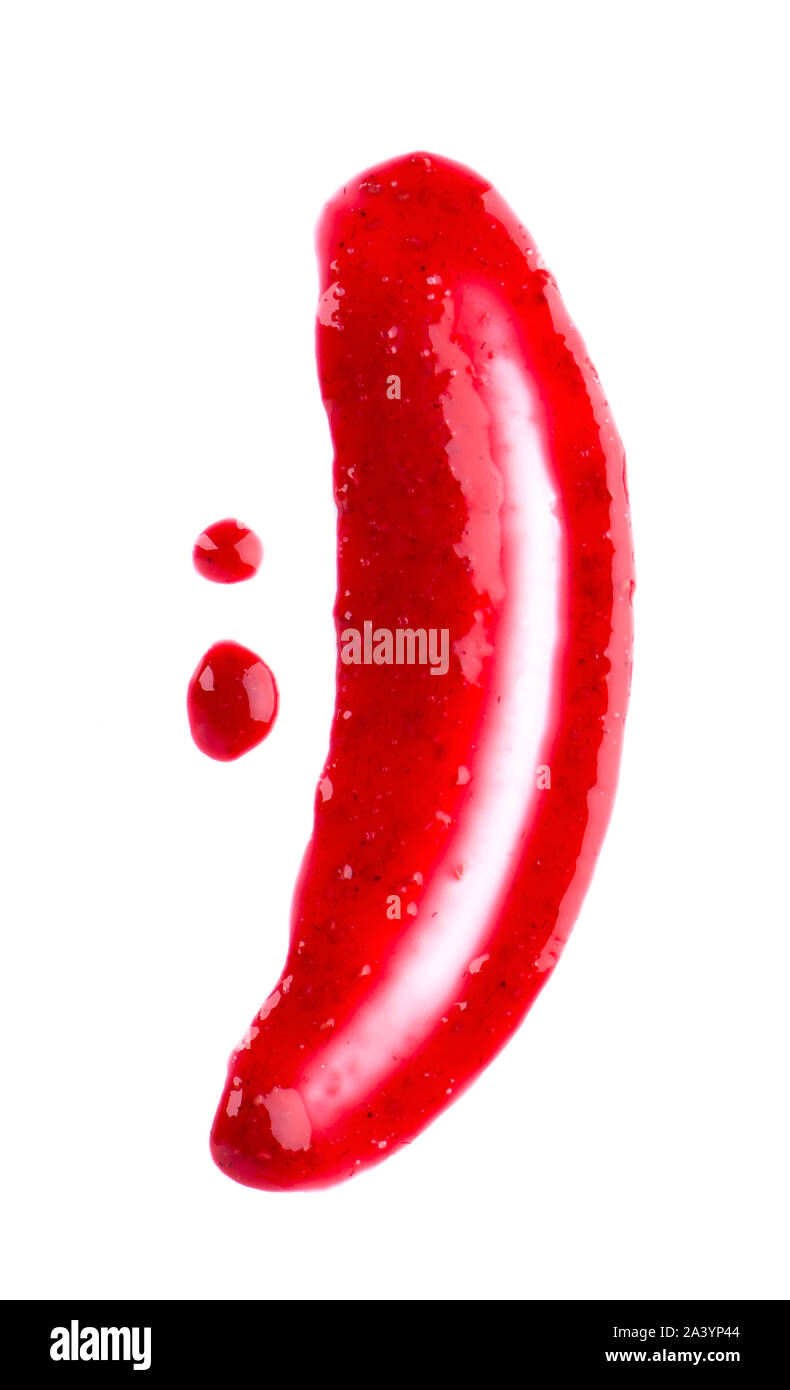 Raspberry jam spots and lines isolated on white background. Confiture Stock Photo