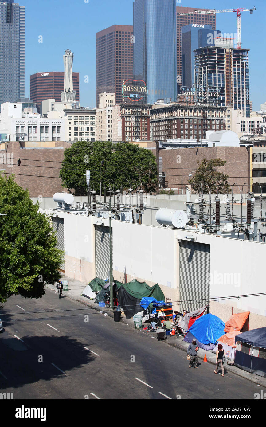 Los Angeles California USA. 5th Oct 2019. Skid Row is an area