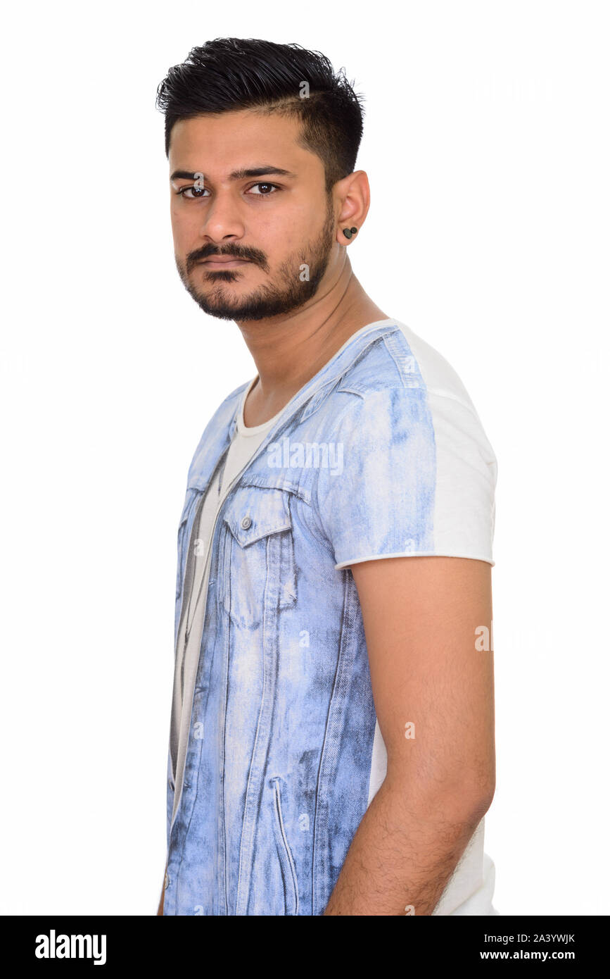 Studio portrait of handsome Indian man with beard Stock Photo - Alamy