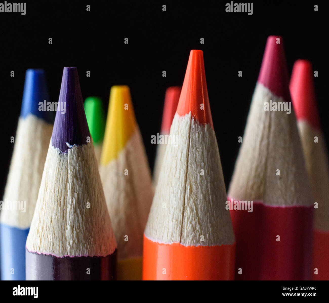 Closeup of colored pencils Stock Photo