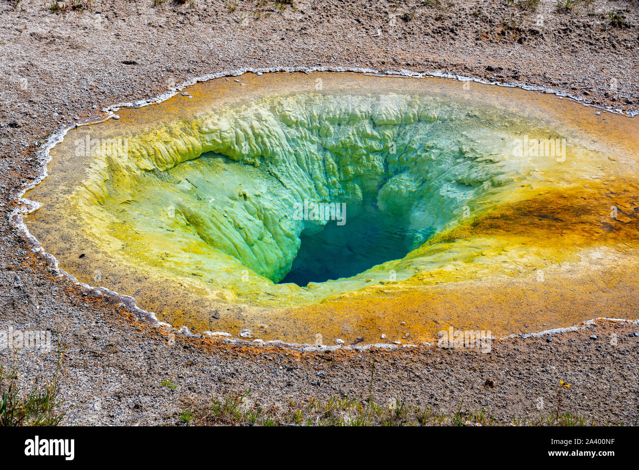 Colorful hot spring in Yellowstone of vivid colors caused by ...