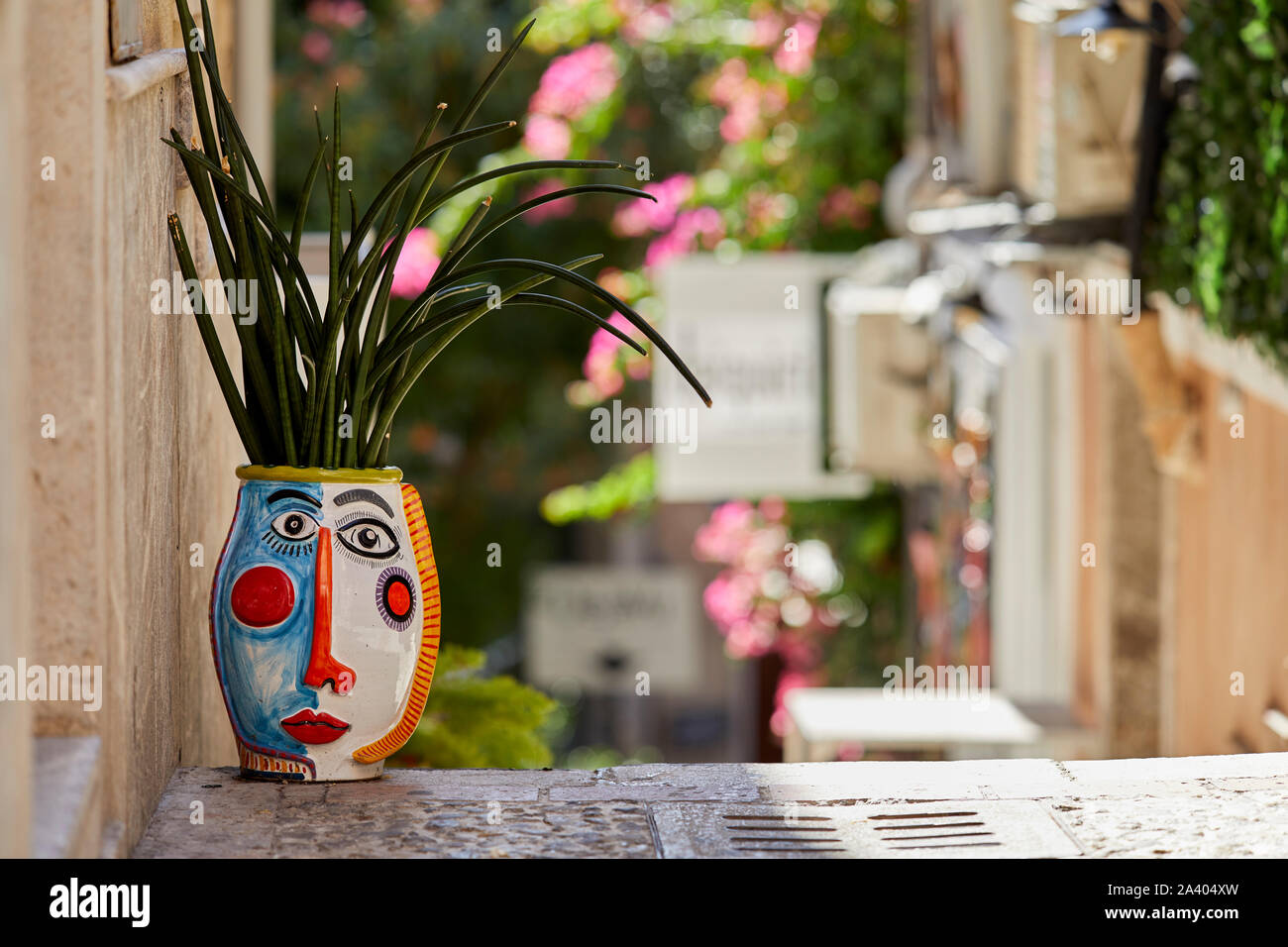 Street scene in Taormina Sicily Stock Photo