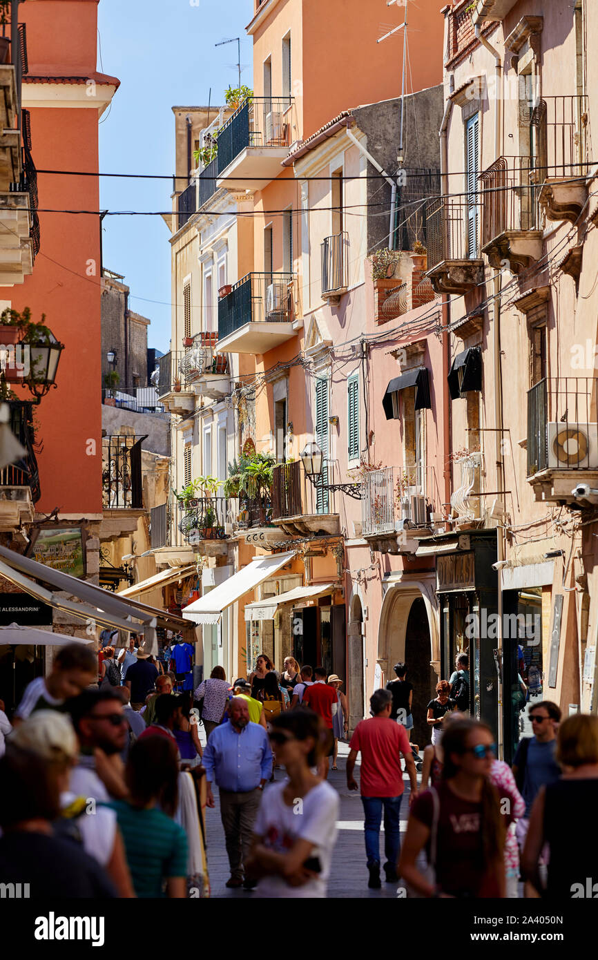 Streets scenes in Taormina, Sicily Stock Photo