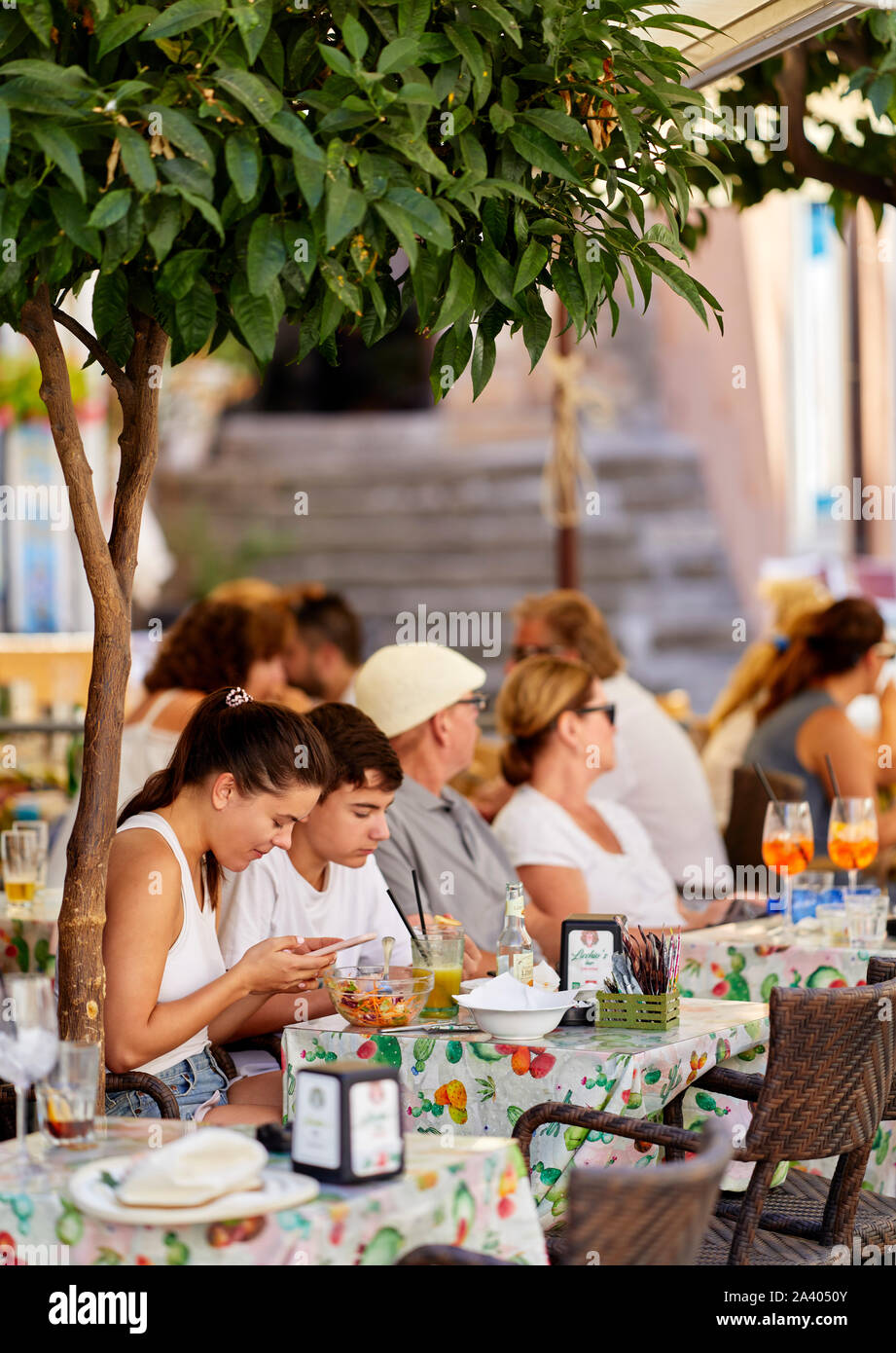 Streets scenes in Taormina, Sicily Stock Photo