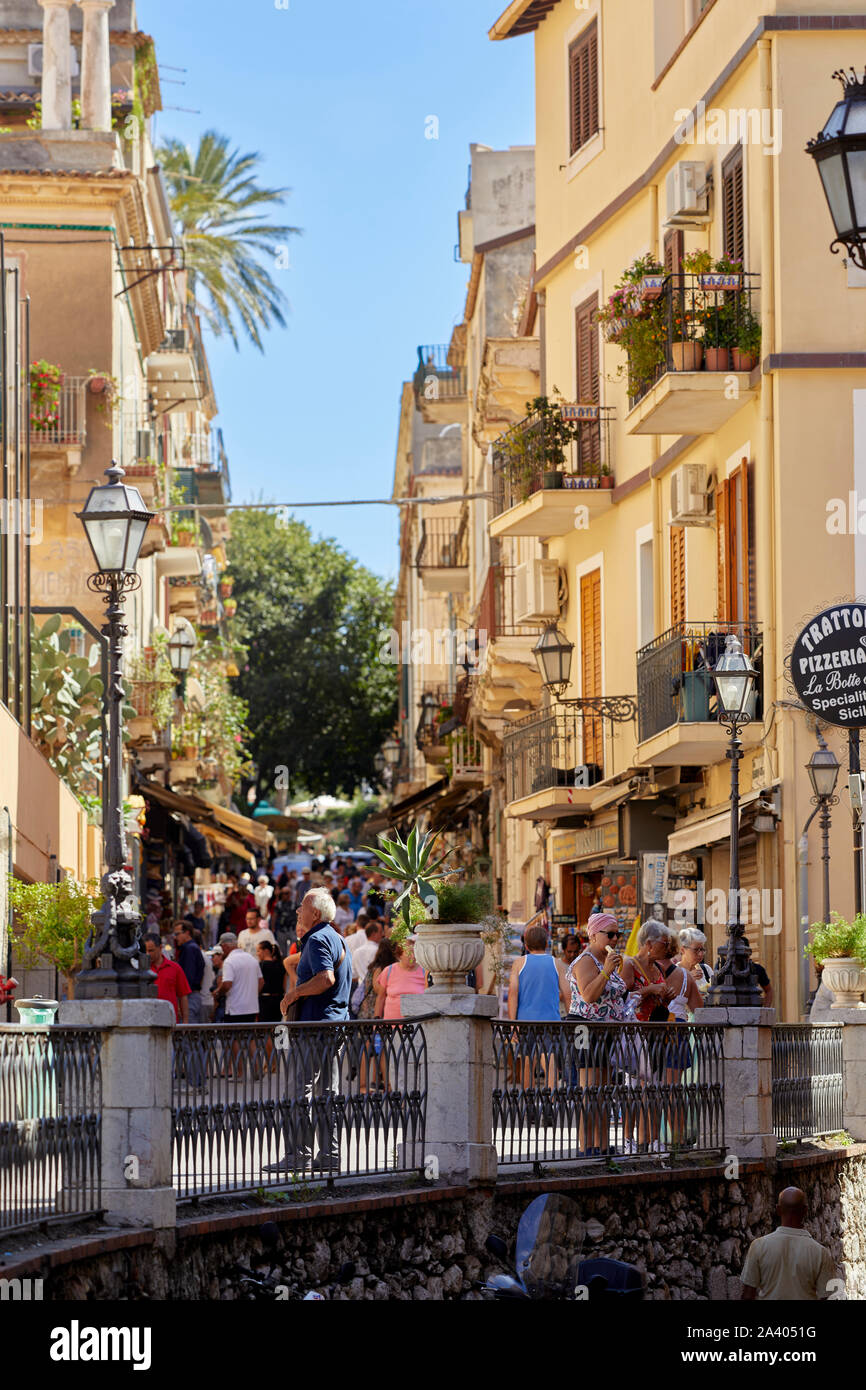 Streets scenes in Taormina, Sicily Stock Photo