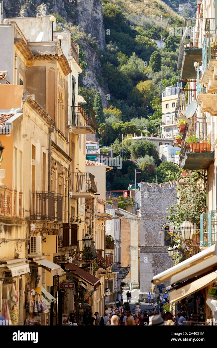 Streets scenes in Taormina, Sicily Stock Photo