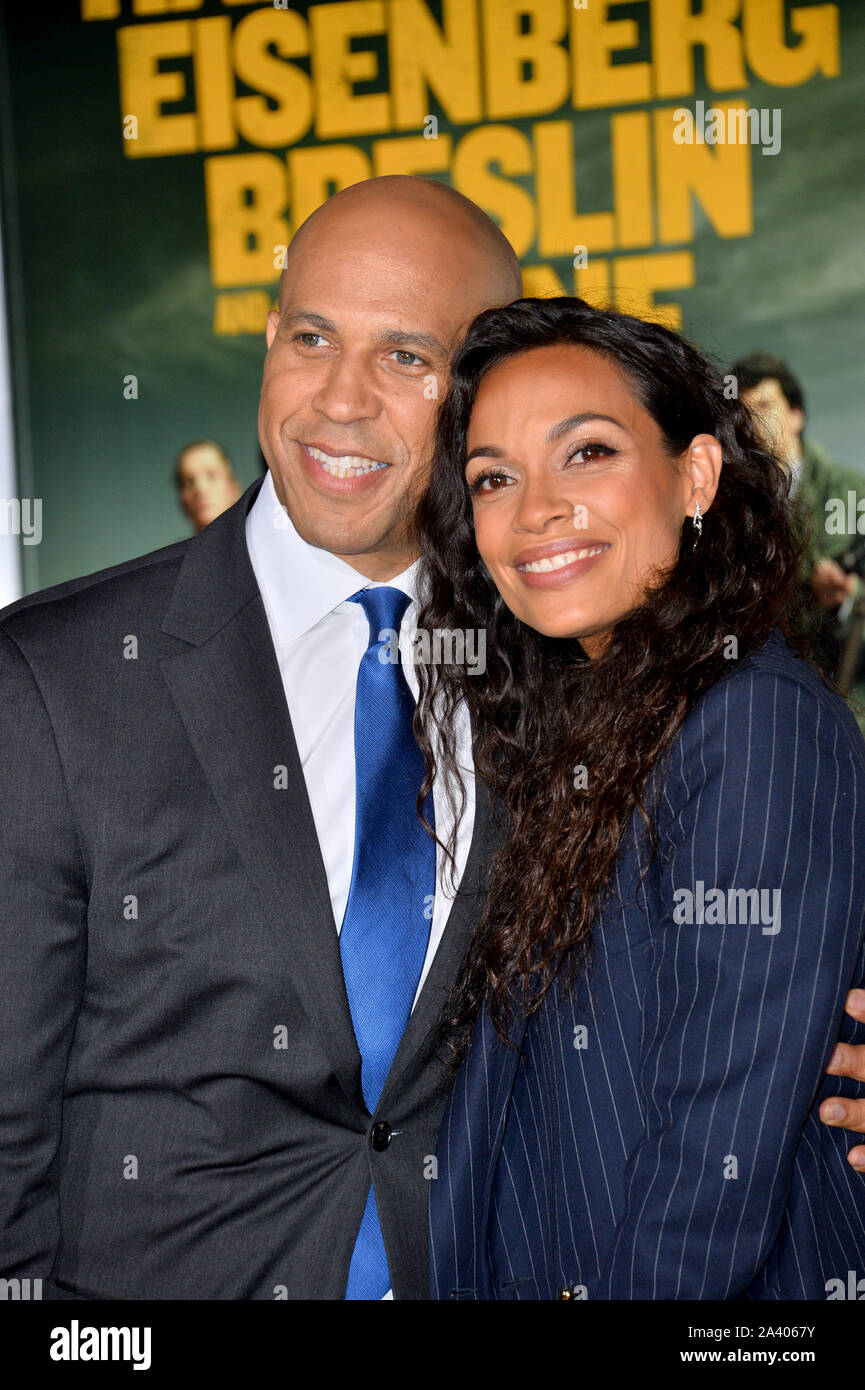 Los Angeles, USA. 10th October, 2019. Senator Cory Booker & Rosario Dawson at the premiere of 'Zombieland: Double Tap' at the Regency Village Theatre. Picture: Paul Smith/Featureflash Credit: Paul Smith/Alamy Live News Stock Photo