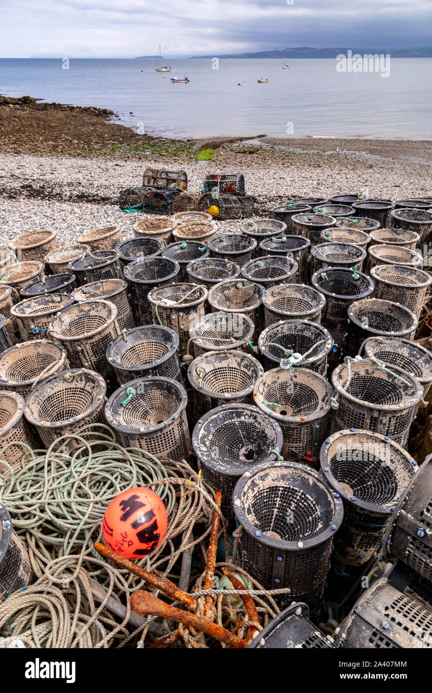 Lobster pots at Moelfre, Anglesey, North Wales Stock Photo Alamy