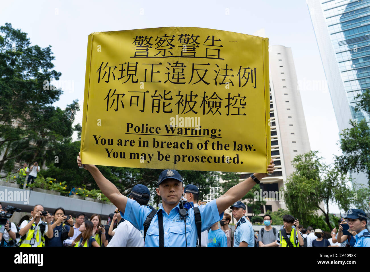Hong Kong, China. 11th October 2019. Lunchtime flash mob demonstration by Pro-democracy demonstrators in Chater Square , Central District in Hong Kong. The protestors gathered to protest about treatment of those arrested by the police during Pro-democracy protests in the last 4 months. Police threatened to stop demonstration but it passed peacefully and concluded with march through city streets . Iain Masterton/Alamy Live News. Stock Photo