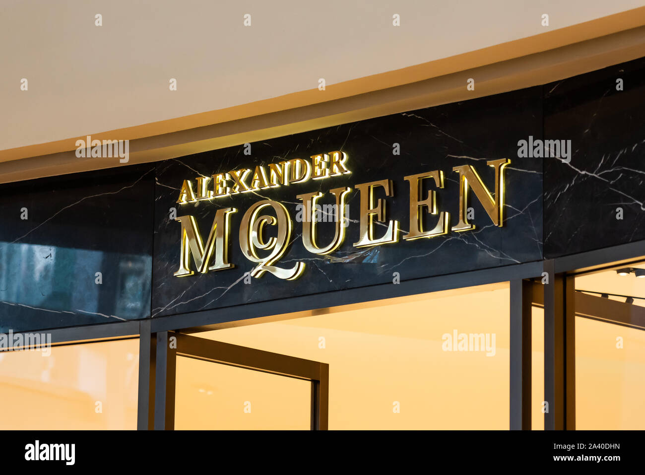 British Luxury Fashion House Alexander Mcqueen Logo Seen In Shenzhen Stock Photo Alamy