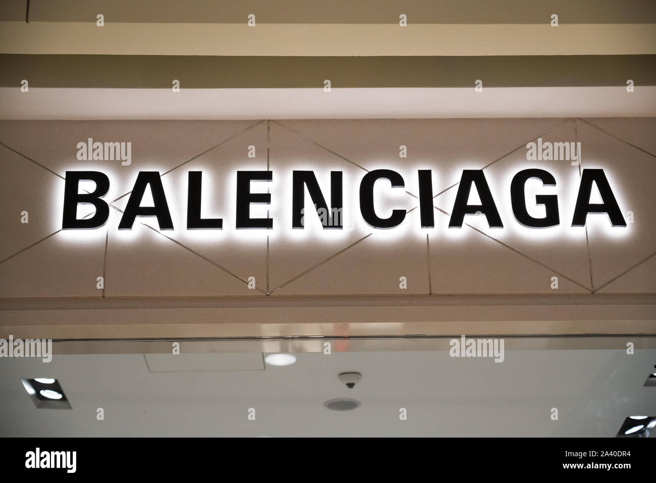 French luxury fashion house brand Balenciaga logo seen in Shenzhen