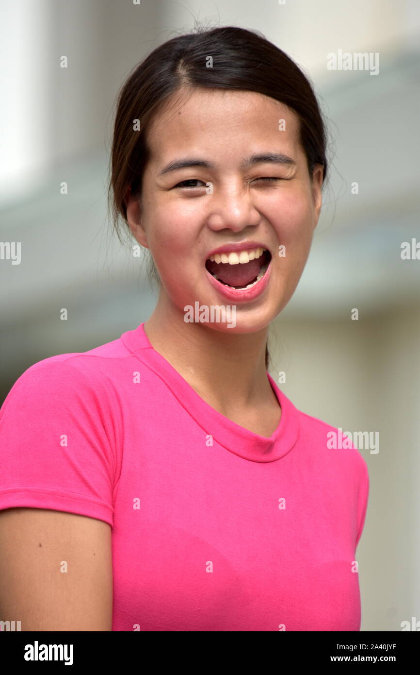 Beautiful Filipina Woman Laughing Stock Photo
