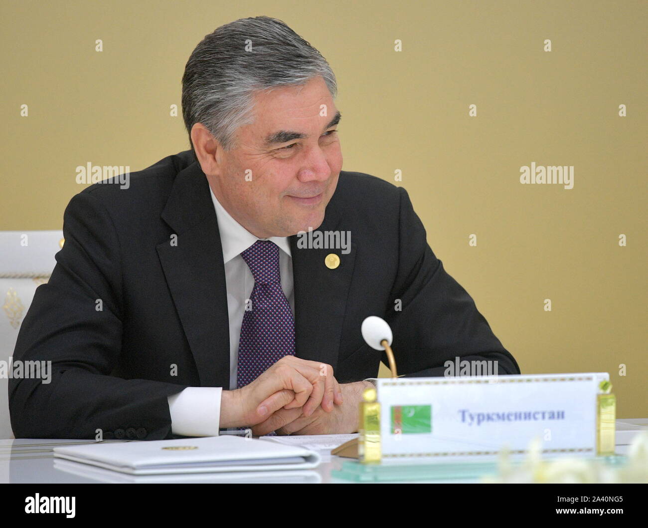 picture Gurbanguly Berdimuhamedow Desk https www alamy com ashgabat turkmenistan 11th oct 2019 ashgabat turkmenistan october 11 2019 turkmenistans president gurbanguly berdimuhamedow attends a meeting of the council of cis heads of state alexei druzhininrussian presidential press and information officetass credit itar tass news agencyalamy live news image329472533 html